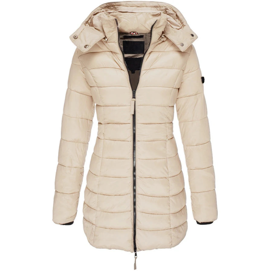 Winter Jacken für Frauen Zipper Mit Kapuze Baumwolle Gepolsterte Jacken Langarm Warme Mantel Schlank Parka Weibliche Tragbare Outwear.