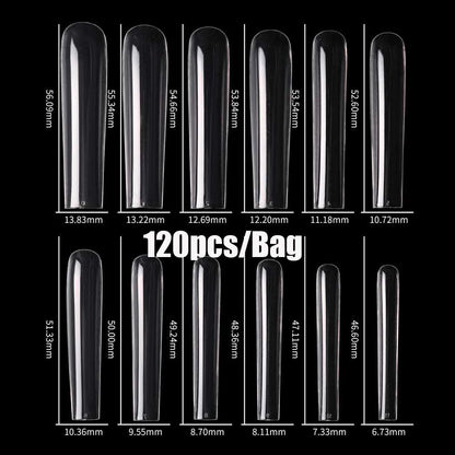 500/600pcs Long Pointed Fake Nail Tips Stiletto Half Cover French Acrylic UV Gel False Nail Extension Press On Nails Manic Tool