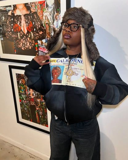 New Gothic Harajuku women sportswear trend printed hoodie y2k top new street clothing men and women zippered hooded.