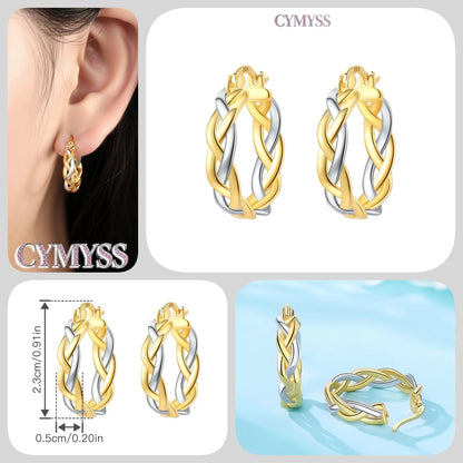 Original 2025 S925 Sterling Silver Zircon 18K Gold Lining Vintage Hoop Earrings for Women Birthday Party Wedding Gift Jewellery