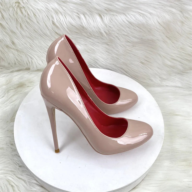 Brand Women Single Shoes 10CM 12CM Super High Heels Fashion Round Toe Stilettos Spring Autumn Female Daily Work Pumps Plus Size.