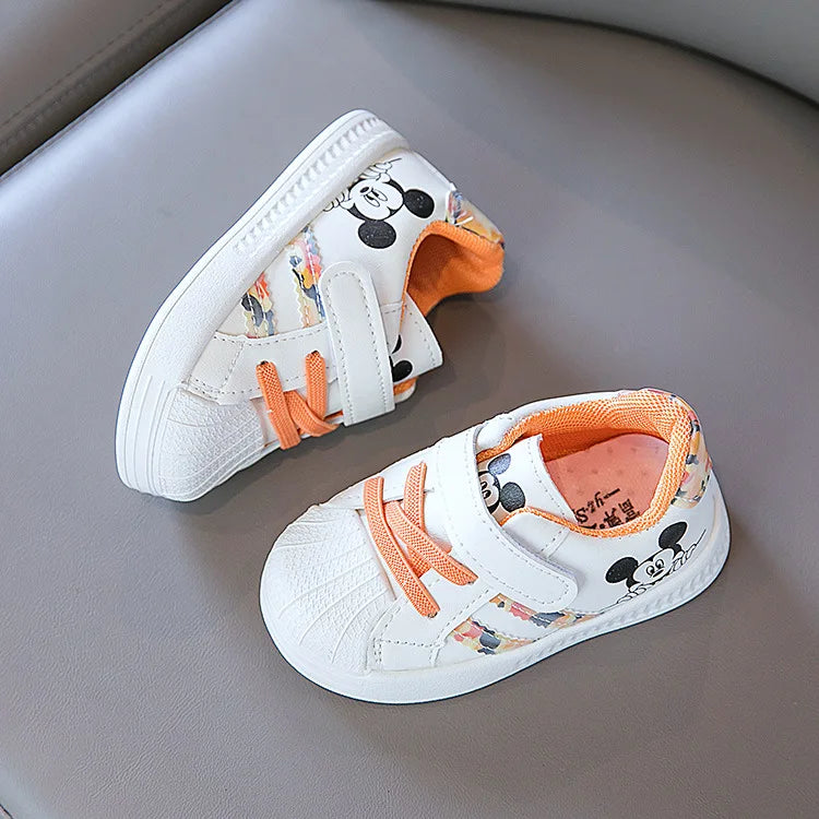 Disney White Casual Shoes For Baby Boy Girl Brand Children Sneaker Mickey Mouse Kids Sports Shoes Toddler Walking Shoes Size 25.