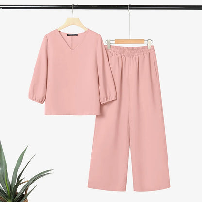 ZANZEA Autumn 2 Piece Sets Women Pant Sets Casual V Neck Long Sleeve Tops Pant Suit Elegant Solid Work Tracksuit Oversize 2025