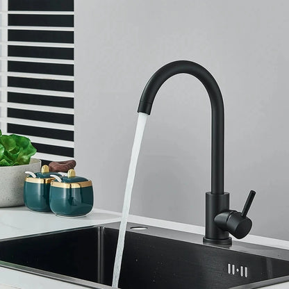 Matte Kitchen Faucet Deck Sinks Faucet High Arch 360 Degree Swivel Cold Hot Mixer Water Tap