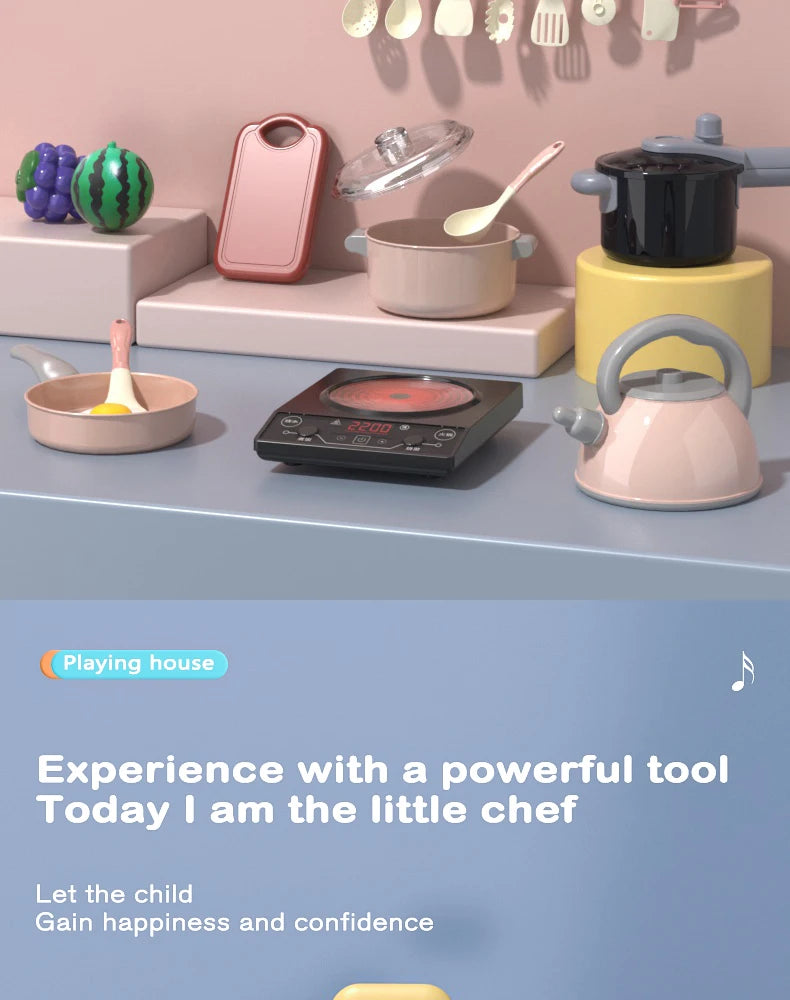 Kids Kitchen Toy Accessories, Pretend Cooking Playset with Play Pots and Pans, Utensils Cookware Toys, Play Food Set, Toy Vegeta.