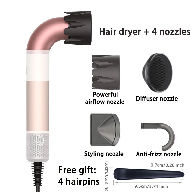1400W pure original high-power hair dryer, dries hair quickly, lightweight body, low noise, comes with various types of nozzles.