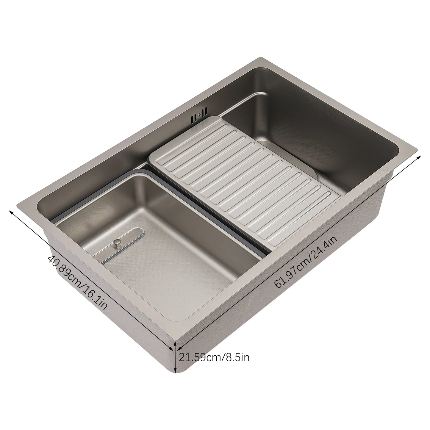 Geräuscharmes, modernes Küchenspülbecken aus Edelstahl mit Überlaufschutzloch, leicht zu reinigende Küchenanlagen