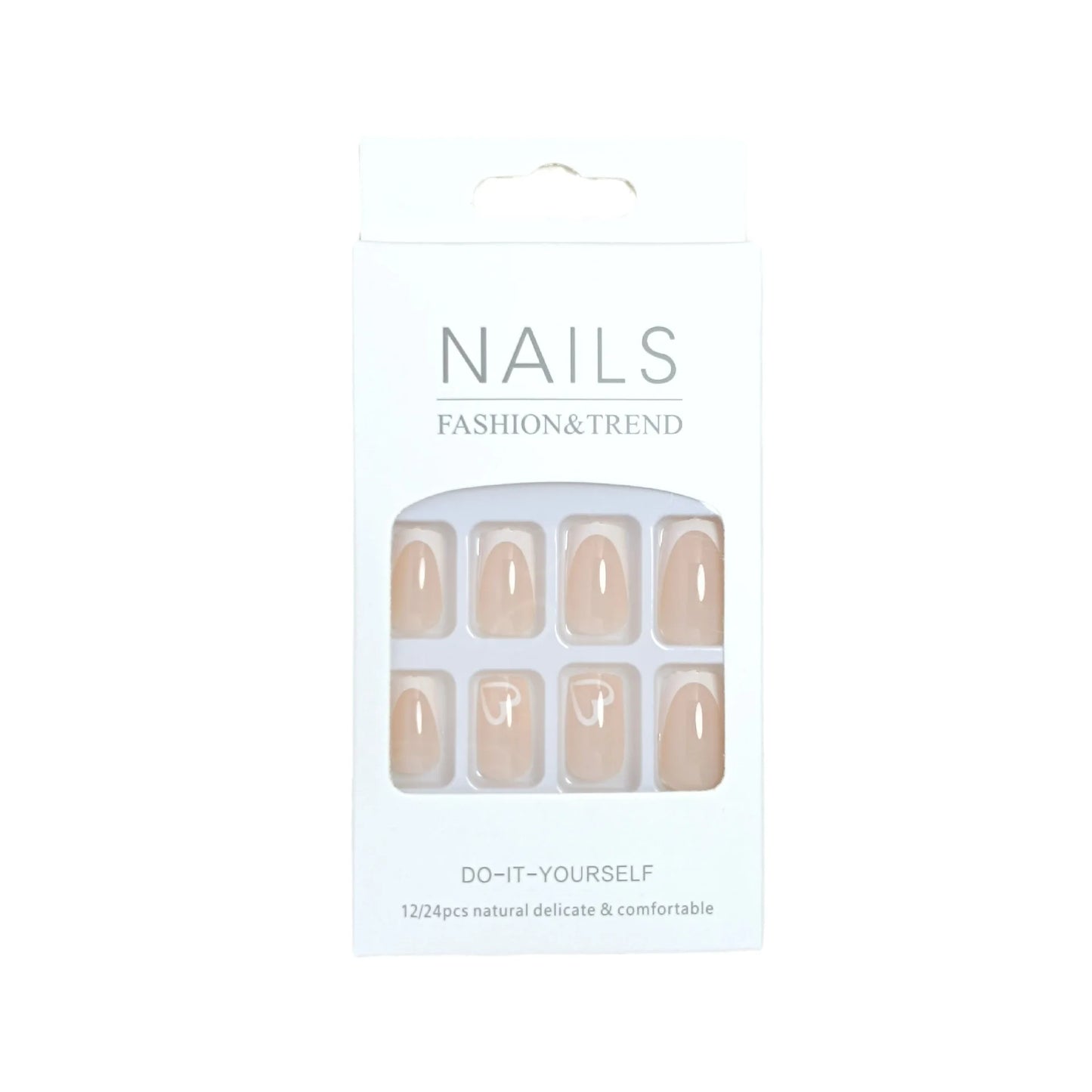 24pcs/set short square fake nails for women cute bride heart white french tips faux ongles y2k press on false nail supplies.