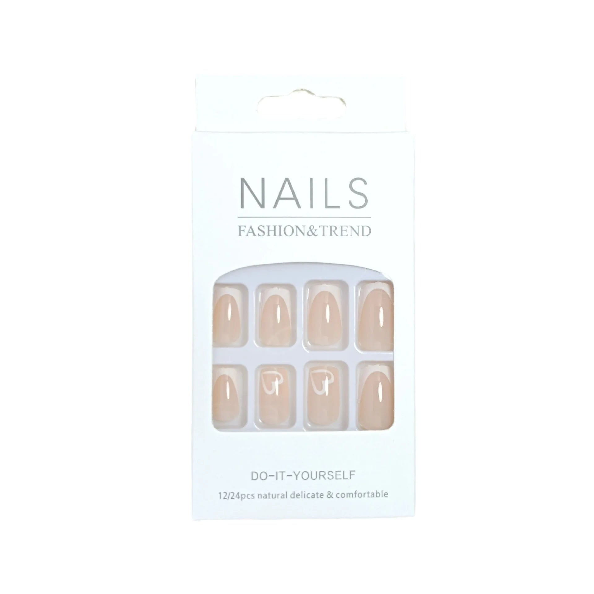 24pcs/set short square fake nails for women cute bride heart white french tips faux ongles y2k press on false nail supplies.