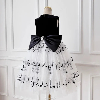 Gesticktes Tüllkleid für schwarze Mädchen, Perlenklavier, Performance-Kleid, Bühnenausstattung, Outfits, Sommer, Blumenspitze, formelle Kostümkleidung.