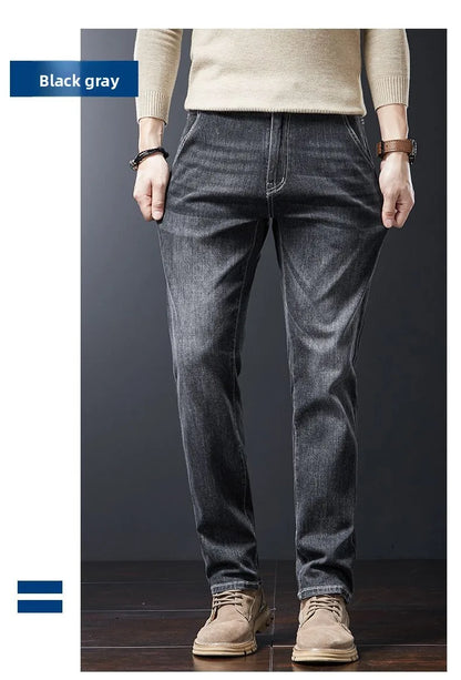 Autumn Winter Men's Fashion Casual Stretch Straight-leg  Jeans Men Streetwear Denim Jogger Pants Men Baggy Harem Jean Trousers.