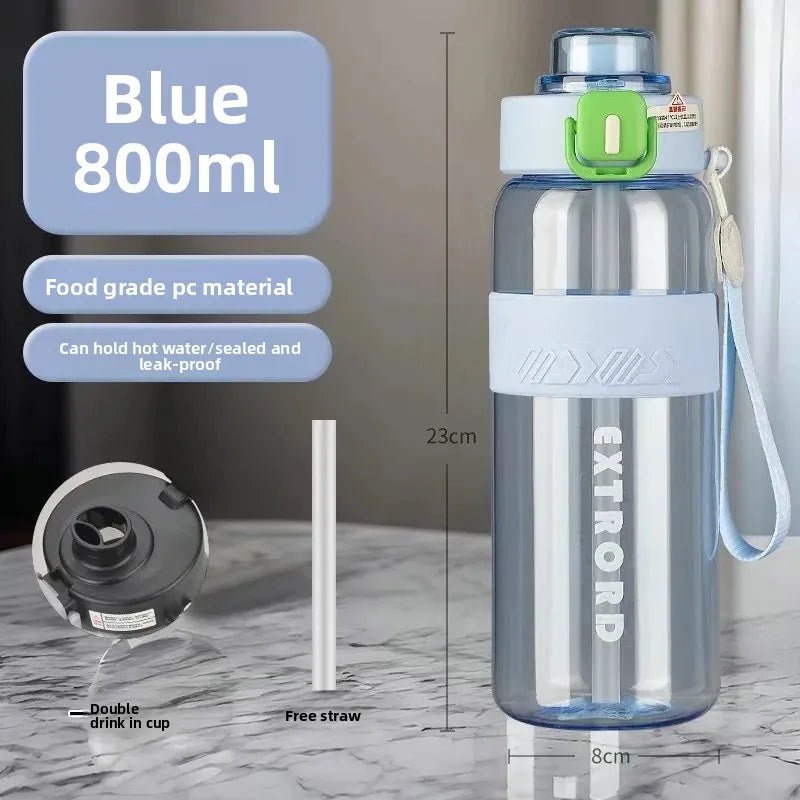 Large Capacity Plastic Straw Cup Simple Design Portable Sports Fitness Water Bottle for Students Outdoor Use Dedicated Personal