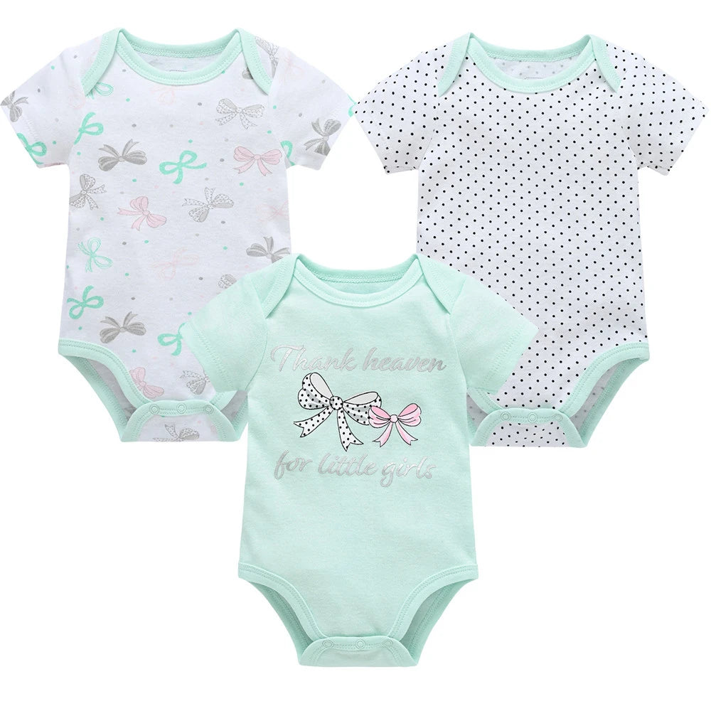 3 Teile/los Neugeborenen Baby Body 100% Baumwolle Kurzarm 3M 6M 9M 12M Mädchen Kleidung coole Druck Infant Overall.