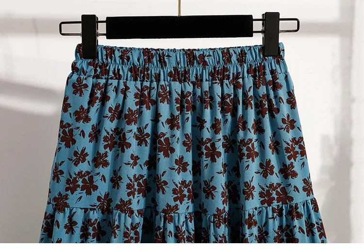 Zjaiss Autumn 2025 Floral Pleated A- Line Skirt Vintage Draped Elegant Chinese Style Women's Half-length Skirts With Lining