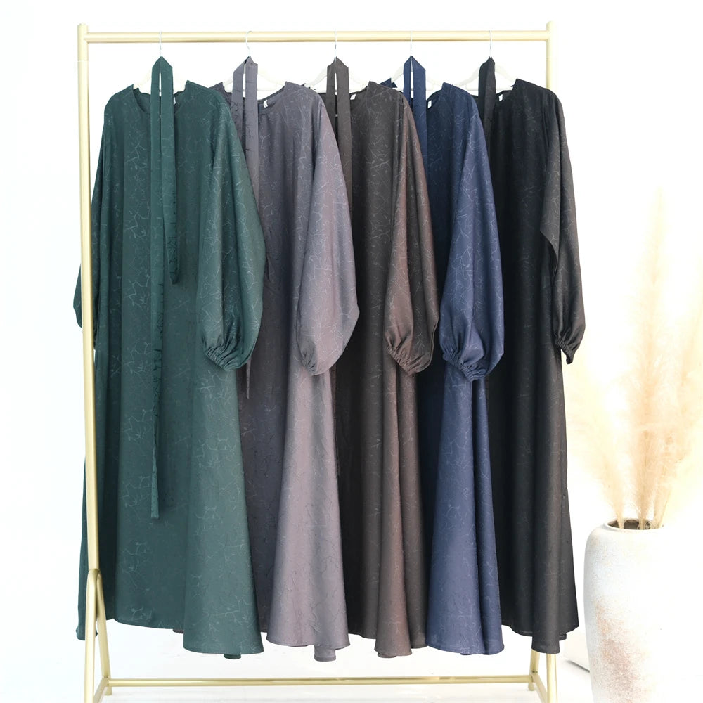 Ramadan Eid Satin Dubai Long Modest Dress Abaya Damen Islam Muslim Kaftan African Dresses For Women Kebaya Robe Femme Musulmane.