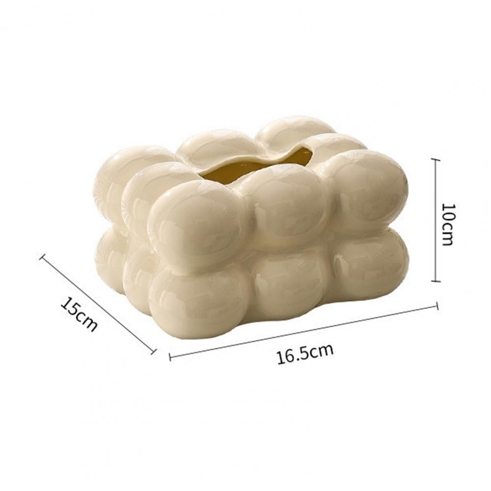 Luxury Tissue Boxes Marshmallow Ceramic Tissue Box Cream Tissue Holder Cover Napkin Holder Storage Box Home Living Room Decor.
