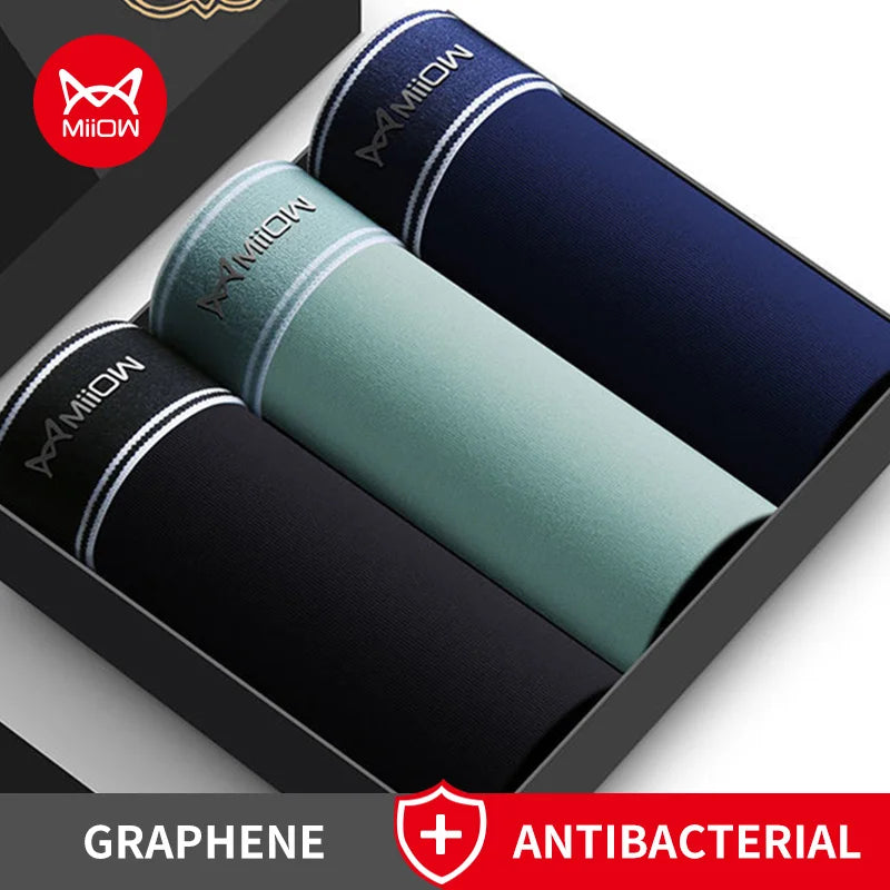 MiiOW 3Pcs Baumwolle Herren Höschen männer Unterwäsche Atmungsaktive Mann Boxershorts Graphene Antibakterielle Männer Unterhose Männer Boxer Trunks