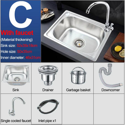 Verdickter Einzelschlitz aus Edelstahl 304 mit Halterung zum Aufhängen an der Wand, Waschbecken, Balkonbecken, Küchenwaschbecken, Waschbecken