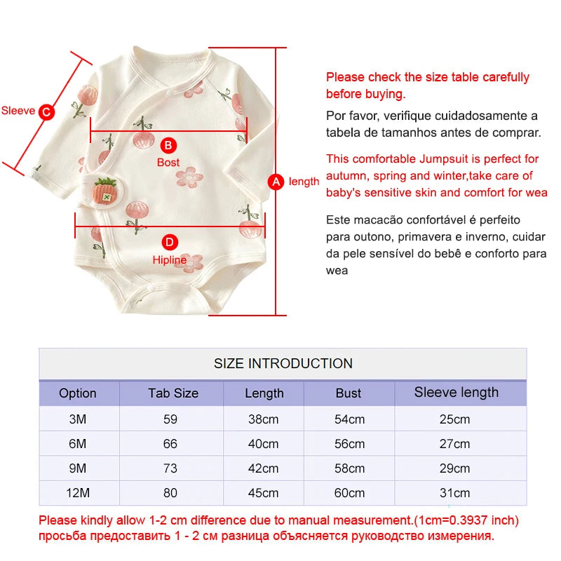 Ircomll 2-teiliger Frühlings- und Herbst-Body für Neugeborene, Baumwolle, langärmelig, Kleidung, Säuglingskleidung, Pyjama, Overalls für Mädchen und Jungen, 0–6 Monate.