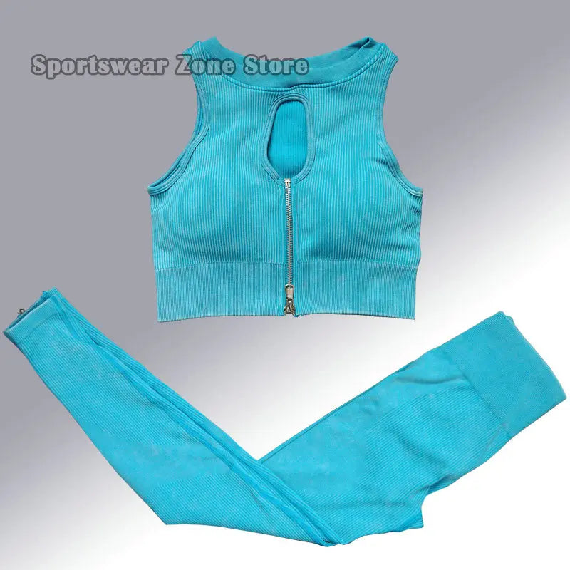 Yoga Suit High Waist Leggings Running Training Tights Sports Outfits Long Sleeve Crop Top Bra Seamless Fitenss Set Fitness Wear