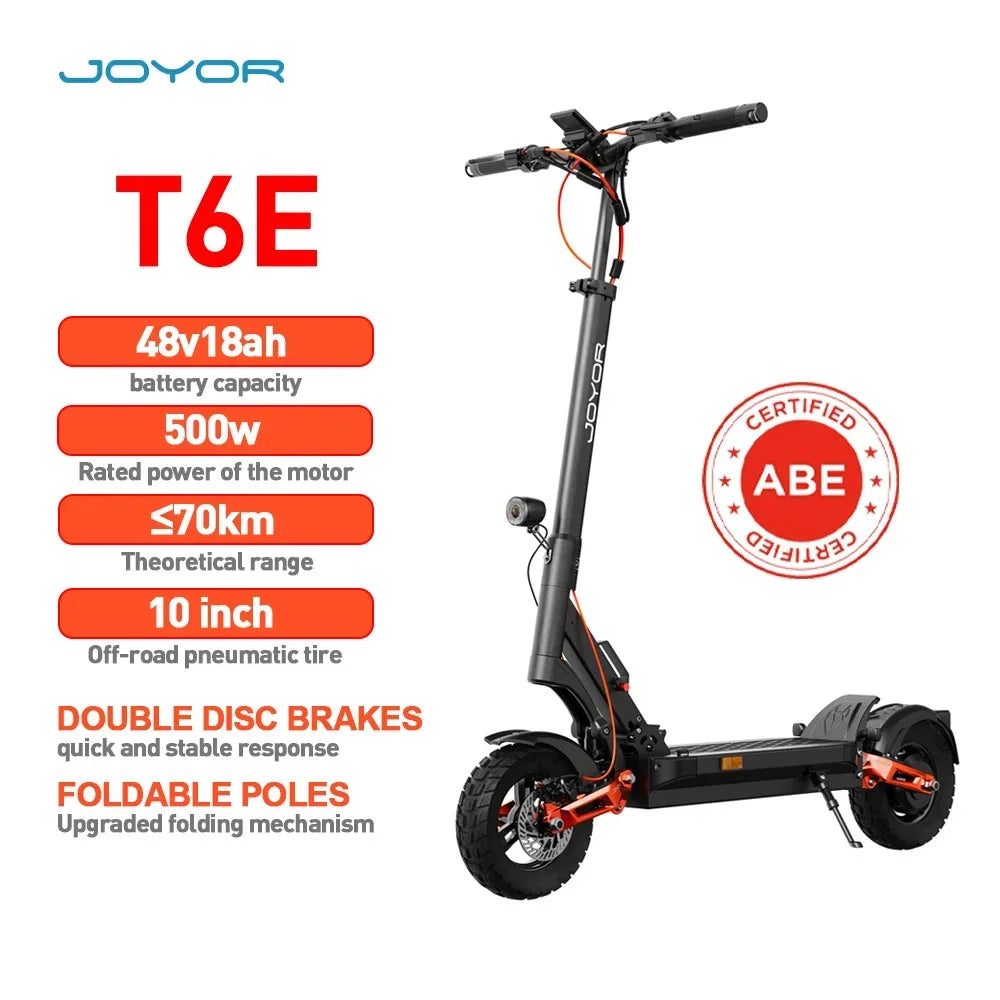 JOYOR T6E(ABE) Electric Scooter 500W Motor 48V18AH Battery Escooter 20 km/h Max Speed≤ 70 Range 10 "Tire Foldable E-Scooter ﻿.