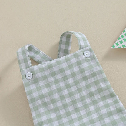 Tregren 0-24M Neugeborene Baby Mädchen Jungen Sommer Bodys Ärmel Plaid Gestreiften Muster Druck Overalls Säuglingsspiel Outfits.