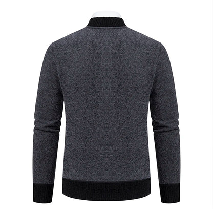 Sweater Cardigan Knitted Men's Clothing Korean Style Long Sleeve Fleece Warm Overcoat Baseball Jumper New Wool Sweatercoat.