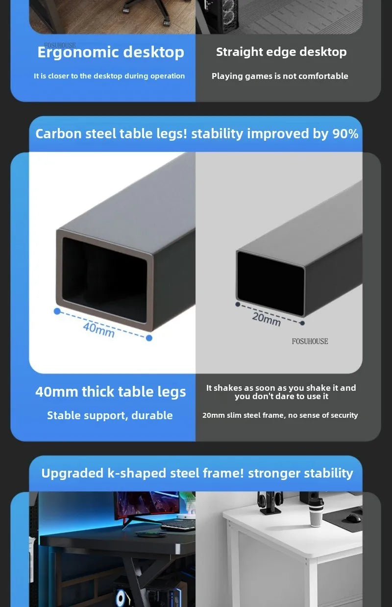 Moderne Doppel-Computertische für Zuhause, Desktop, E-Sport, Gaming-Tisch, Schlafzimmer, einfacher Schreibtisch, Studenten-Studientische, Büromöbel