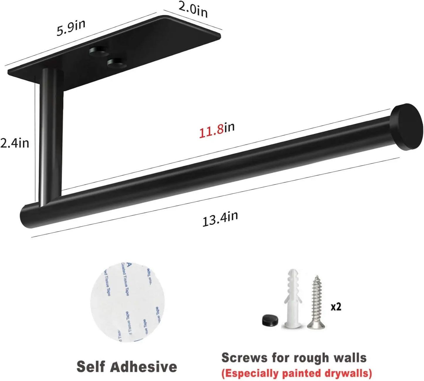 Selbstklebender Papierhandtuchhalter unter dem Schrank, Wandpapierrollenhalter, Küchenschrank, Badezimmer, SUS304-Edelstahl, Schwarz