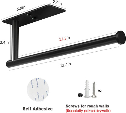 Selbstklebender Papierhandtuchhalter unter dem Schrank, Wandpapierrollenhalter, Küchenschrank, Badezimmer, SUS304-Edelstahl, Schwarz