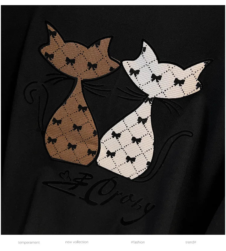 175 kg Plus Size Damen Büste 170 Herbst Cartoon Langarm Sweatshirt Schwarz Grau 5XL 6XL 7XL 8XL 9XL