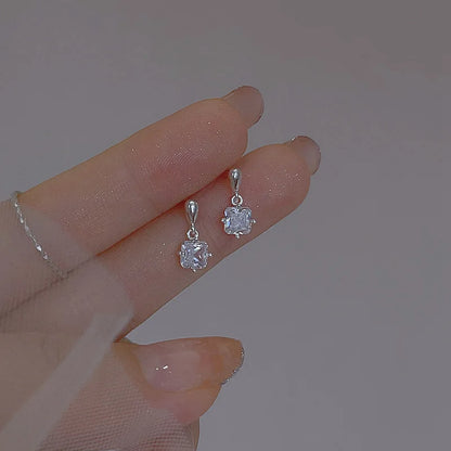 Korean Cute Ear Piercing Water Drop Earrings for Women Crystal Short Tassel Hypoallergenic Female Earrings Party Jewelry Brincos