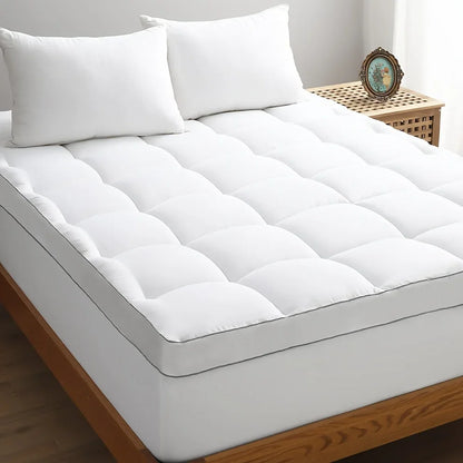 1pc Cooling Mattress Pad, Premium Zoned Quilted Fitted Mattress Topper, Breathable Fluffy Soft Mattress Cover, Machine.