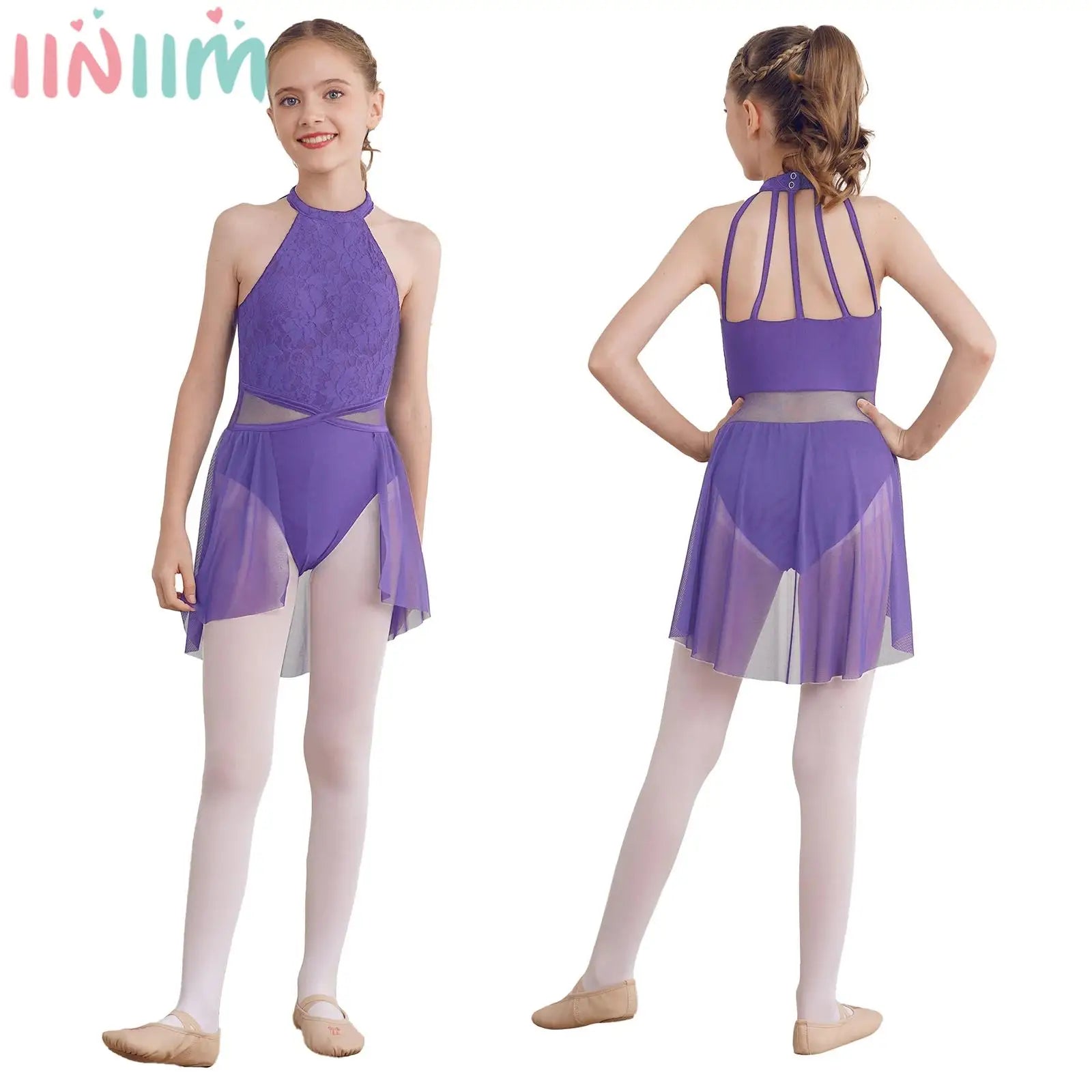Mädchen Ballett Gymnastik Trikot lyrischen Tanz kleid ärmellose florale Spitze Tutu Tanz kleidung für Eiskunstlauf Bühnen performance.
