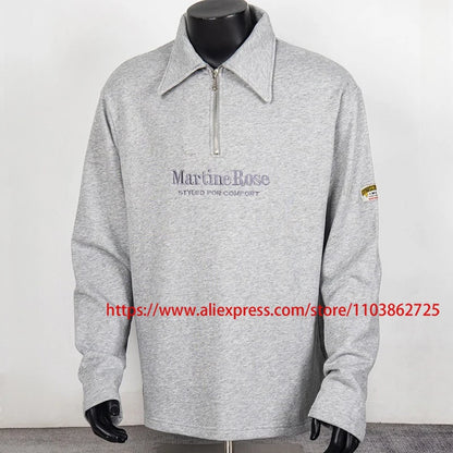 2025 MARTINE ROSE Zip Up Cardigan High Quality Splicing Design Real Photo Autumn Winter Ribbed Collar Martine Rose Jacket Coat.