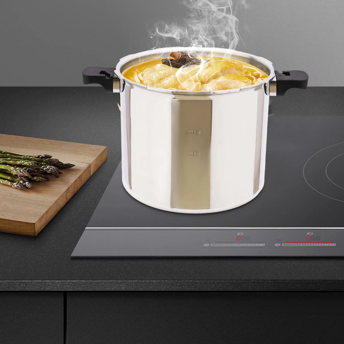 23 Quart 22L 90kpa Pressure Canner and Cooker with Pressure Gauge 10PSI Explosion Proof Safety Valve Extra-Large Size.