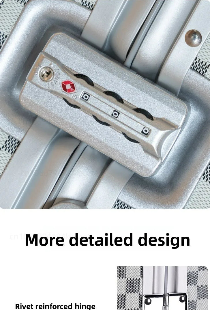 20-Zoll-Koffer aus Vollaluminium-Magnesiumlegierung mit großem Fassungsvermögen, Rollgepäckkoffer, Geschäftsreisekoffer auf Rädern.