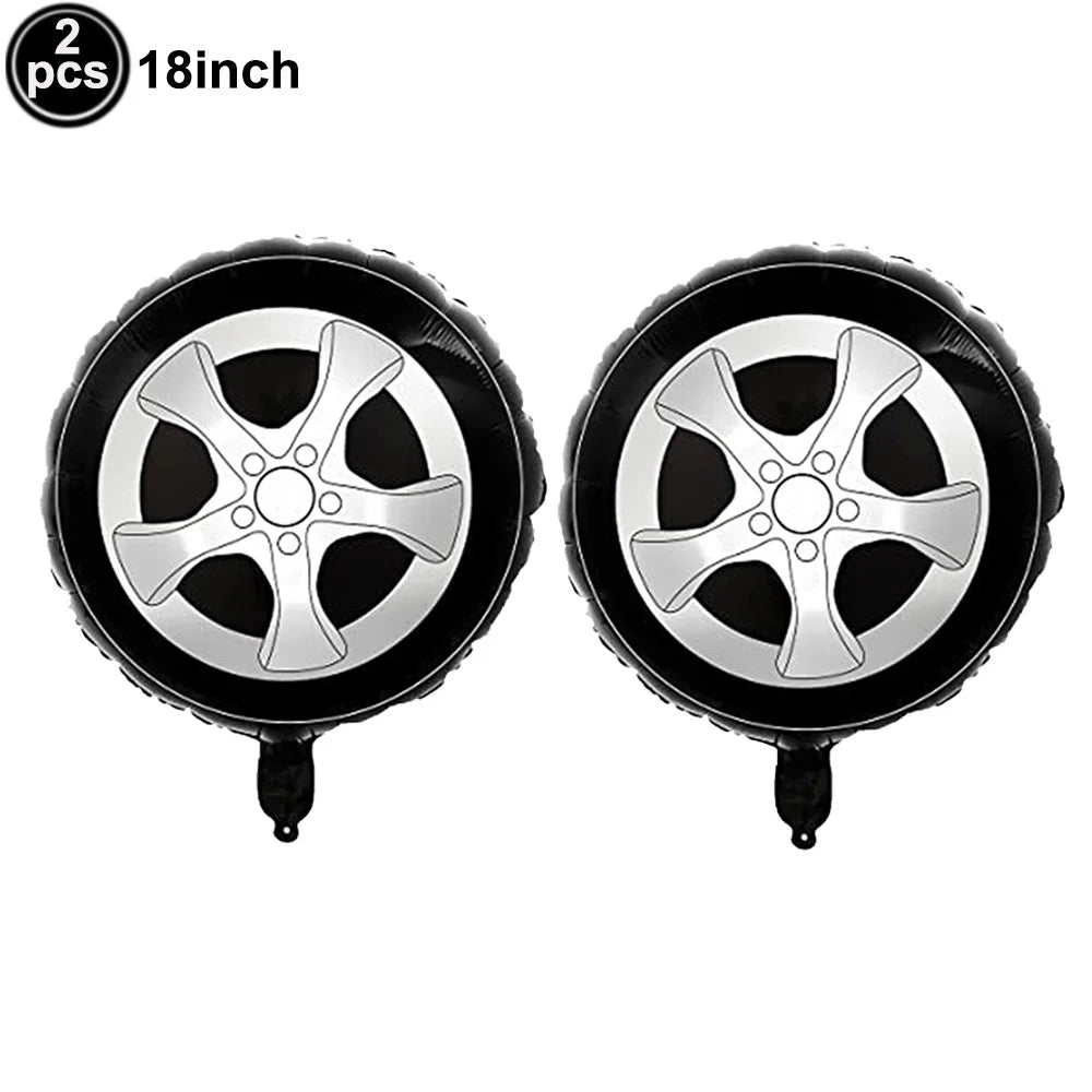 Rennwagen-Thema, zwei schnelle Jungen, Partydekorationen zum 2. Geburtstag für Rennwagen, karierte Flaggen, Rennrad, Einweggeschirr