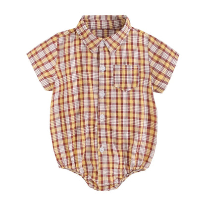 Sanlutoz Baumwolle Baby Jungen Bodys Mode Neugeborenen Kleidung für Baby Jungen Kurzarm Sommer Baby Kleidung Plaid