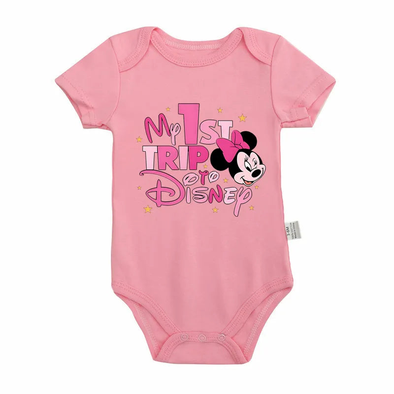 Neue Ankunft Baby Kleidung My 1st Trip Disney Baby Bodys 100% Baumwolle Sommer Baby Jungen Mädchen Strampler.
