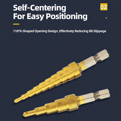 3-12 4-12 4-20 4-32mm HSS Titan Stufenbohrer Konischer Bühnenbohrer für Metall Holz Hochgeschwindigkeits-Stufenbohrer-Set Elektrowerkzeuge