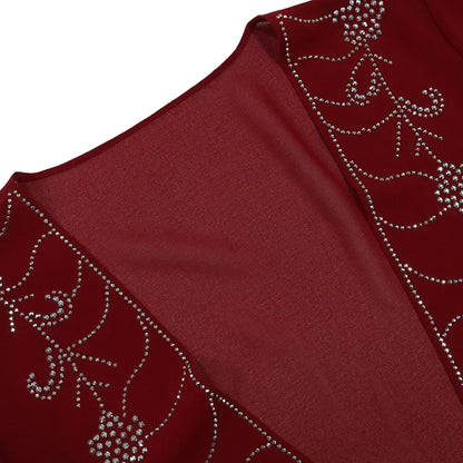 Autumn Fashion Muslim Dresses for Women Muslim Long Sleeve V-neck Party Evening Long Abay Dress Suit Inner and Abaya Outfits