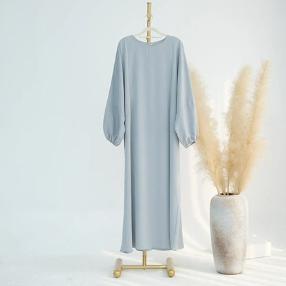 Women Dress Soft Nida Nursing Mother Abaya with Side Zip Front Islamic Clothing Puff Sleeves Breastfeeding Abaya Modest Dresses