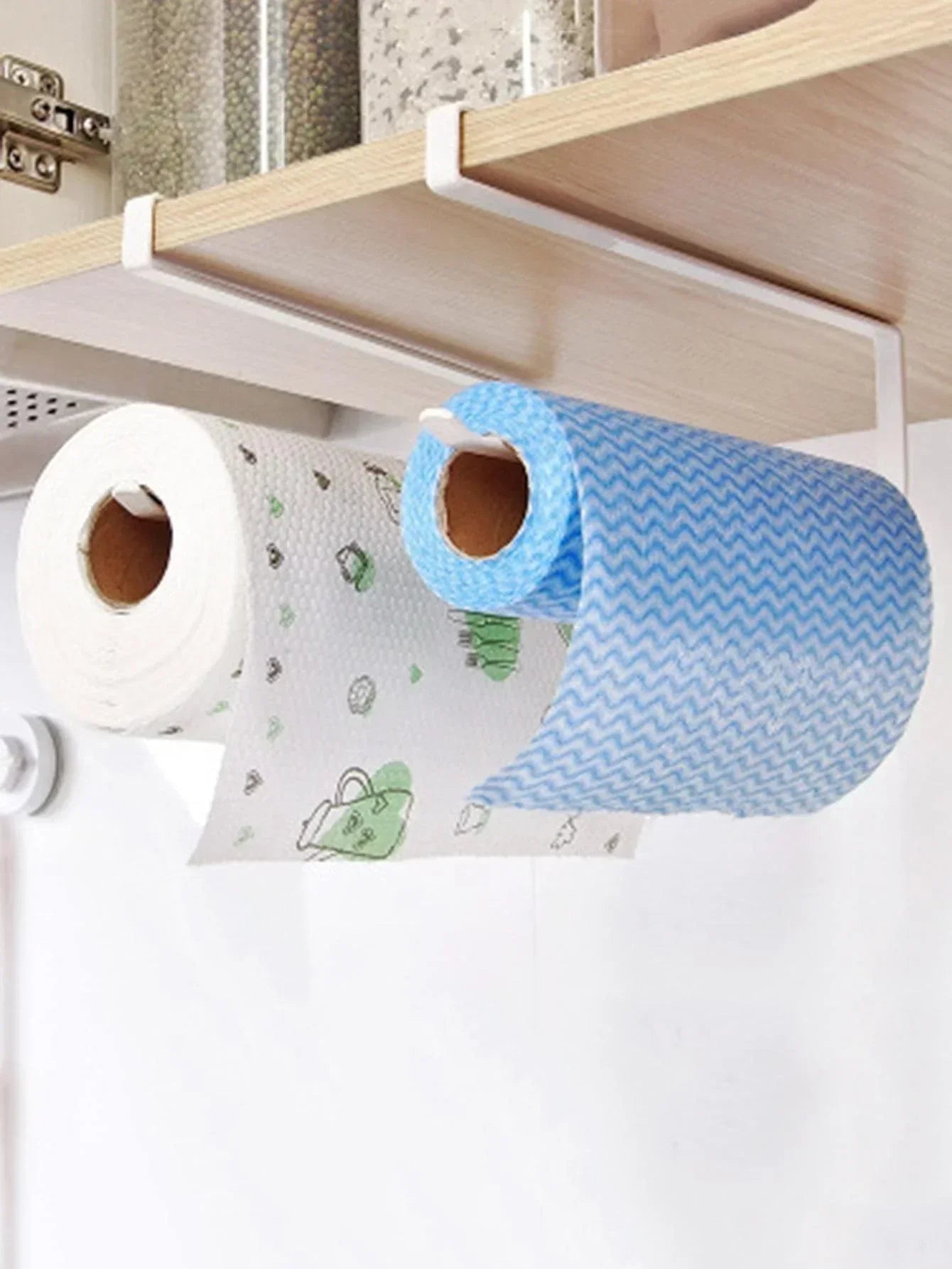 Hängender Küchenpapierhandtuchhalter, Rollenpapier, Kunststofffolie, Lappen-Organizer-Rack, für Küche, Schränke, Badezimmer-Organizer-Rack