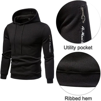 Men's Sportswear Set Two-piece Casual Jogging Warm Breathable Fitness Sportswear Set Military Tactical Hoodie + Trousers.