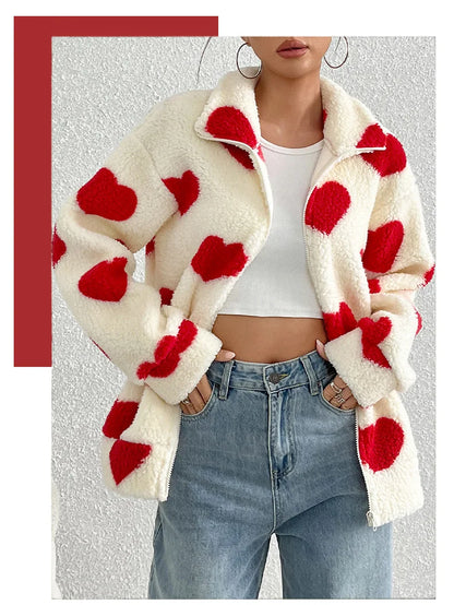 Damen-Fleece-Winterjacke aus warmem Plüsch mit Reißverschluss, lässige Damenbekleidung, Fleecemantel, Winterkleidung für Damen-Oberbekleidung.