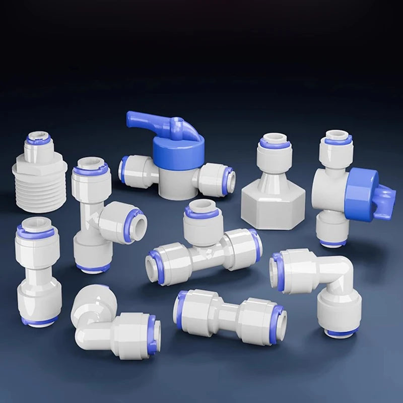 5PCS 3/8" Ball Valve Tees 1/4" OD Elbow Quick Connect Push In to Connect for RO Water Reverse Osmosis System Water Tube Fitting