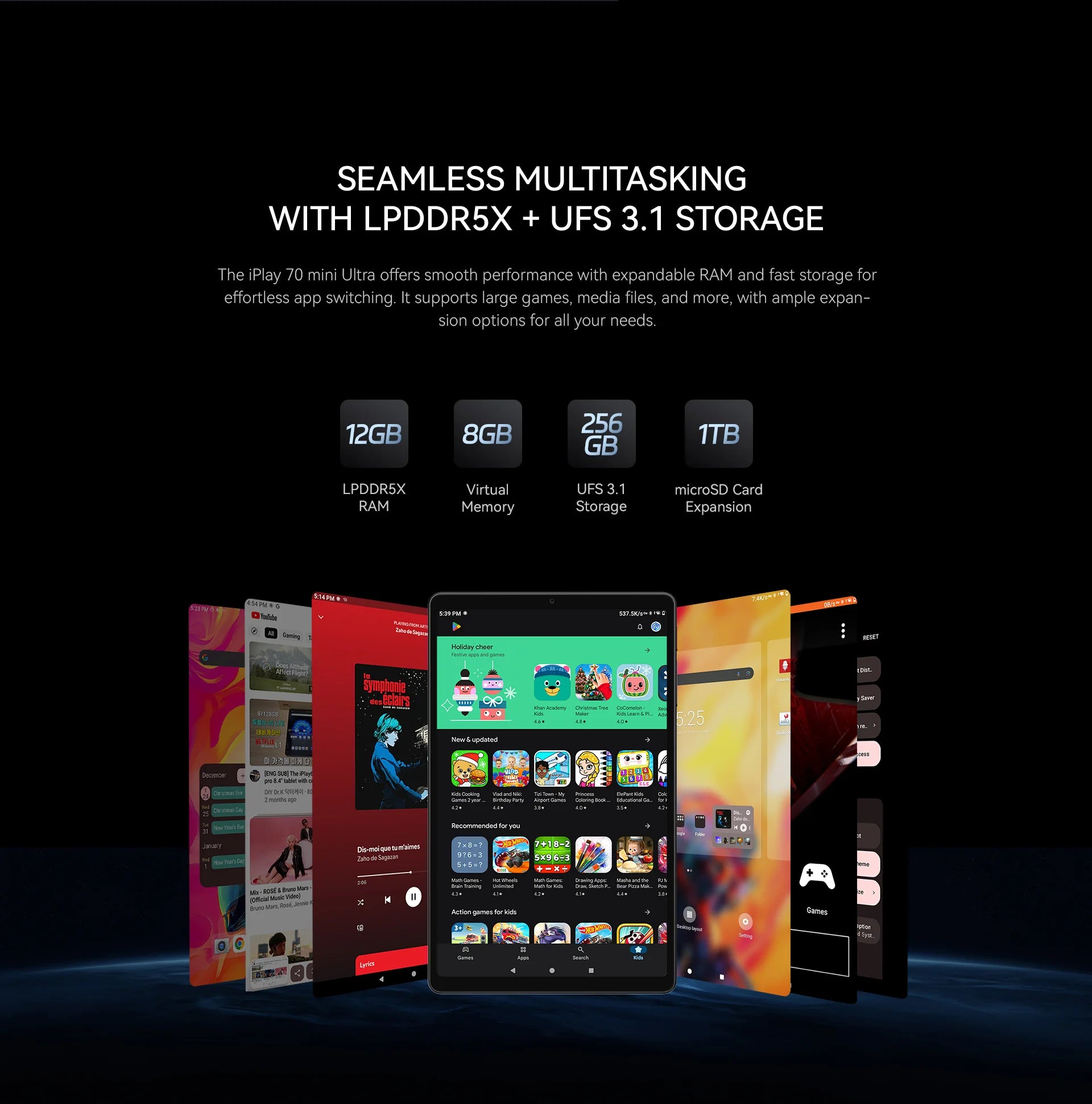 ALLDOCUBE iPlay 70 mini Ultra Gaming Tablet 8.8'' 2.5K 144Hz Snapdragon 7+Gen3 20GB（12+8 Virtual）RAM 256GB ROM 7300mAh Android14.