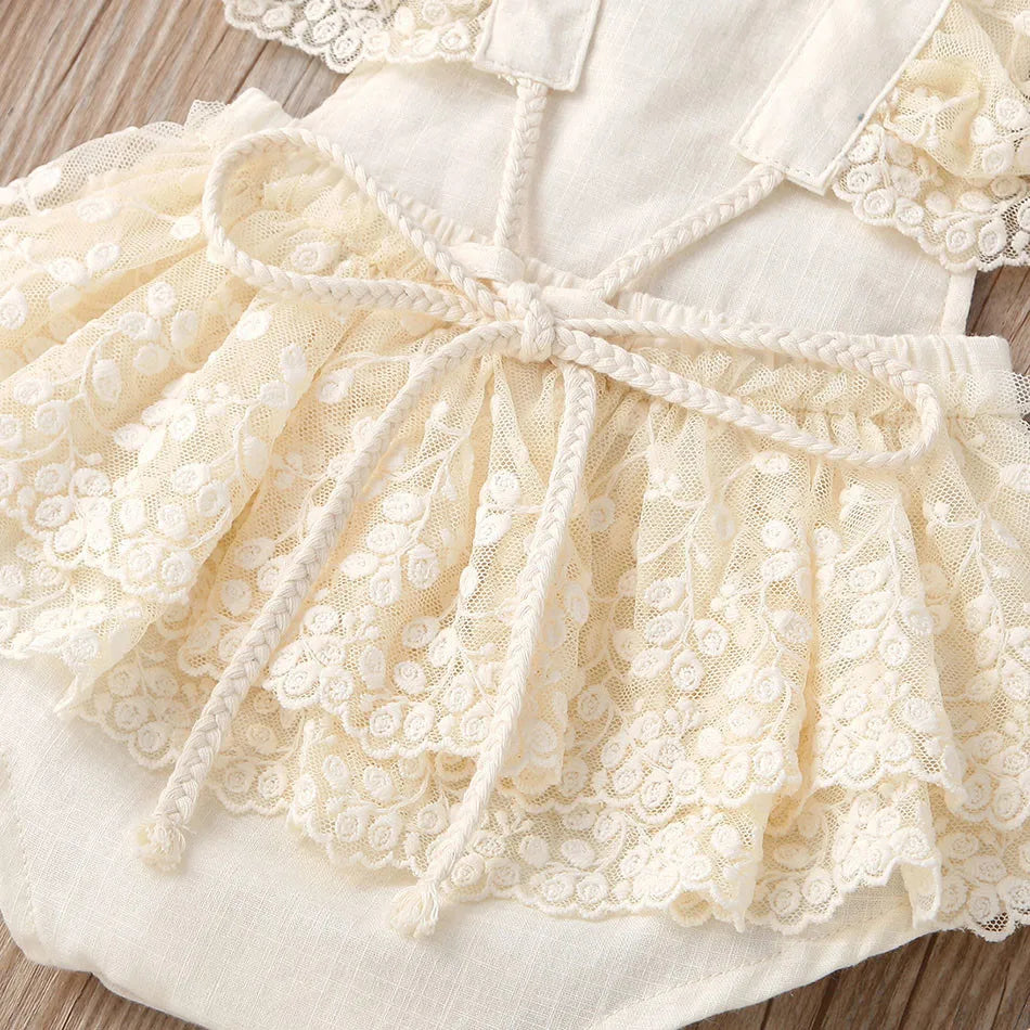 Sommer Baby Kleidung Kleinkind Junge Mädchen Floral Applikationen Body Kleinkind Kinder Rüschen Spitze Strampler Baby Einteiliges 0-24 monate.