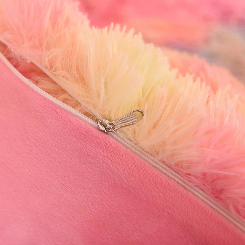 3Pcs Super Shaggy Coral Fleece Warm Cozy Princess Bedding Set Mink Velvet Duvet Cover Set Bed Comforter Cover Blanket Pillowcase.